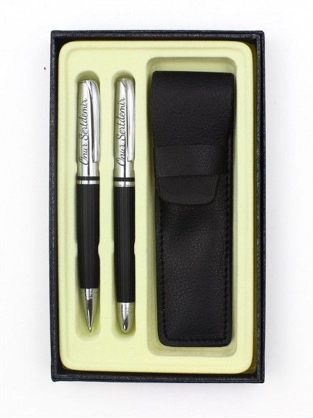 Özel Kutusunda Kişiye Özel Deri Kılıflı Roller ve Tükenmez Kalem Seti